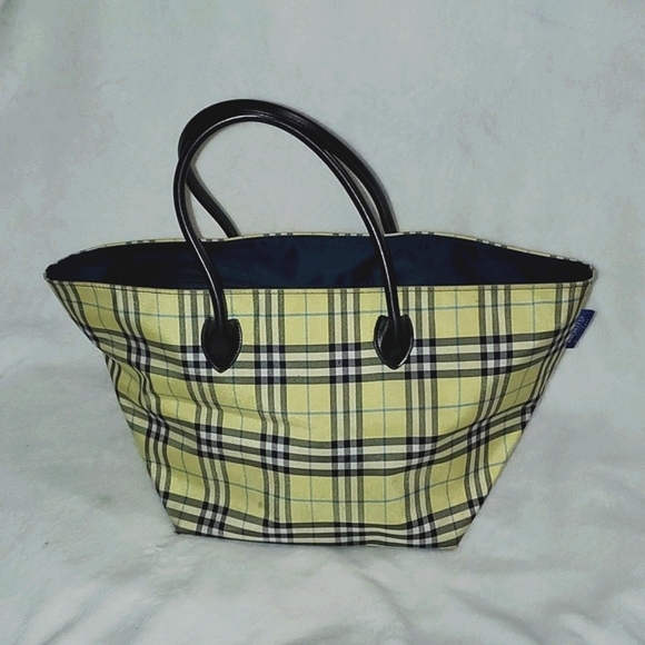 Burberry Blue Label Plaid Zippered Closure Tote